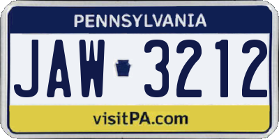 PA license plate JAW3212