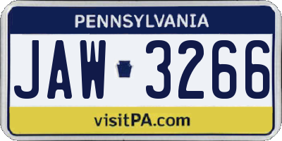 PA license plate JAW3266