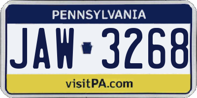 PA license plate JAW3268
