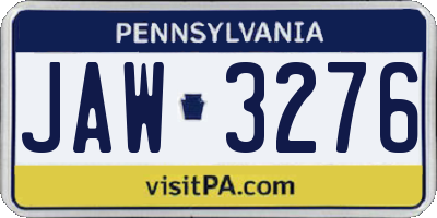 PA license plate JAW3276