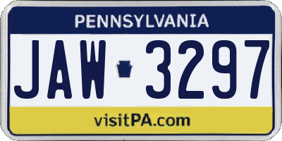 PA license plate JAW3297