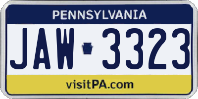 PA license plate JAW3323