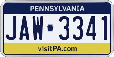 PA license plate JAW3341