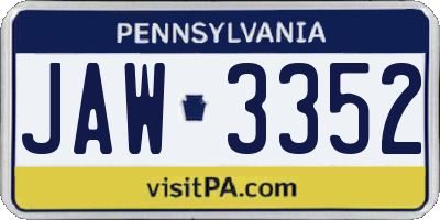 PA license plate JAW3352