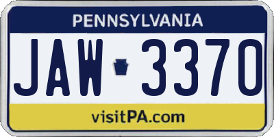 PA license plate JAW3370