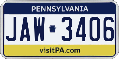 PA license plate JAW3406