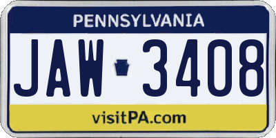 PA license plate JAW3408
