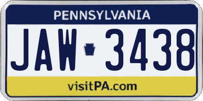PA license plate JAW3438