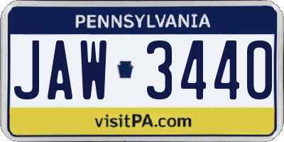 PA license plate JAW3440