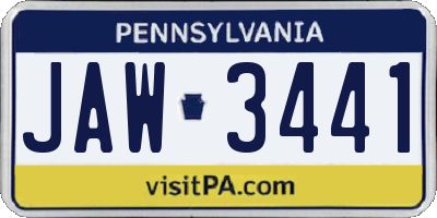 PA license plate JAW3441