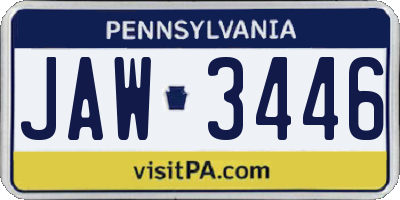 PA license plate JAW3446