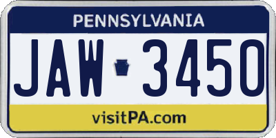 PA license plate JAW3450