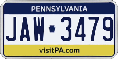 PA license plate JAW3479