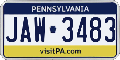 PA license plate JAW3483