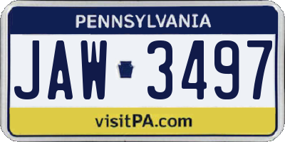 PA license plate JAW3497