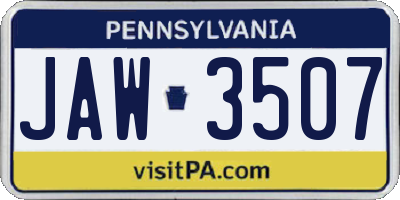 PA license plate JAW3507