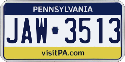 PA license plate JAW3513