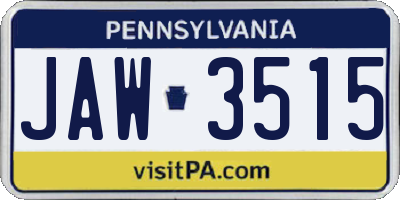 PA license plate JAW3515