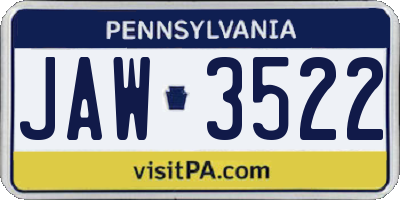 PA license plate JAW3522