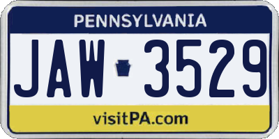 PA license plate JAW3529