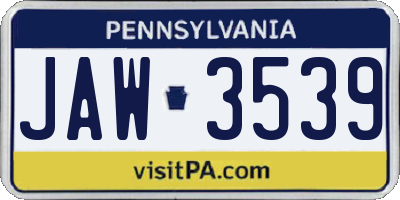 PA license plate JAW3539