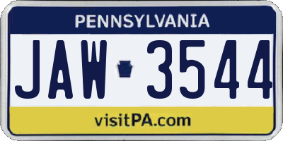 PA license plate JAW3544