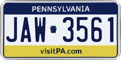 PA license plate JAW3561