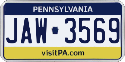 PA license plate JAW3569