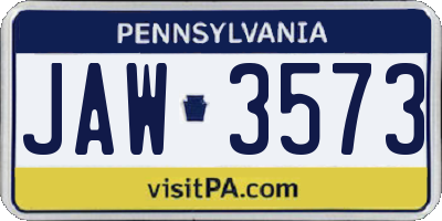 PA license plate JAW3573