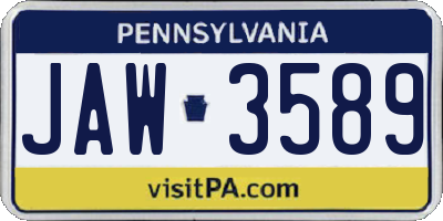 PA license plate JAW3589