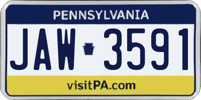 PA license plate JAW3591