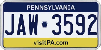 PA license plate JAW3592