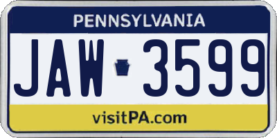 PA license plate JAW3599