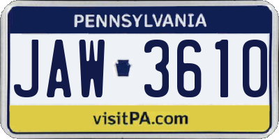 PA license plate JAW3610