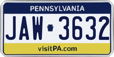 PA license plate JAW3632