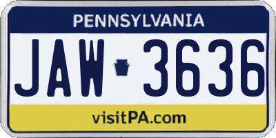 PA license plate JAW3636