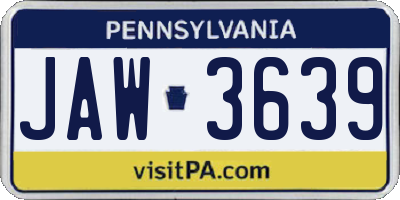 PA license plate JAW3639