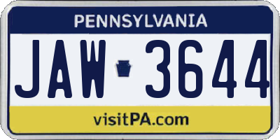 PA license plate JAW3644
