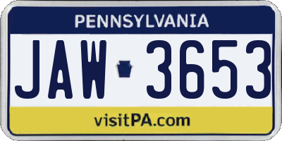 PA license plate JAW3653