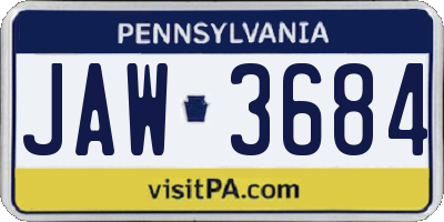 PA license plate JAW3684
