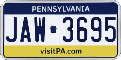 PA license plate JAW3695