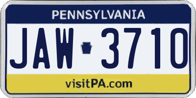 PA license plate JAW3710