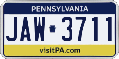 PA license plate JAW3711