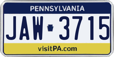 PA license plate JAW3715