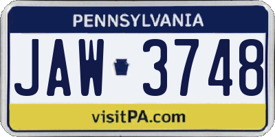 PA license plate JAW3748