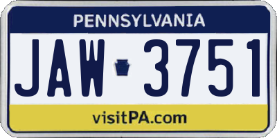 PA license plate JAW3751