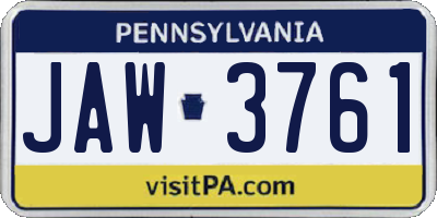 PA license plate JAW3761
