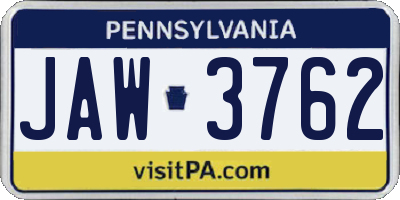 PA license plate JAW3762