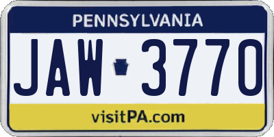 PA license plate JAW3770