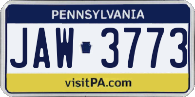 PA license plate JAW3773